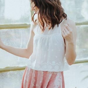Small white sheer embroidered top